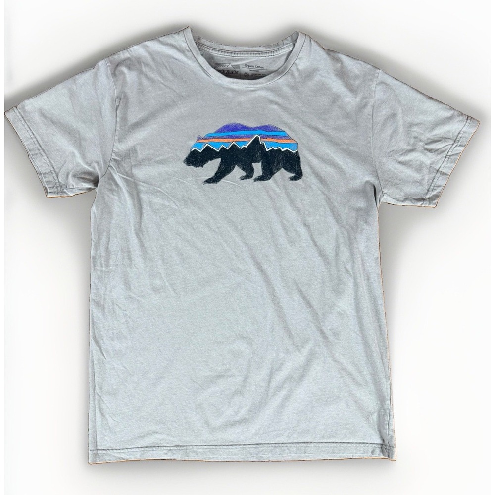 Patagonia Youth/Boys Fitz Roy Bear Organic Cotton T-Shirt Graphic Slim Fit Large